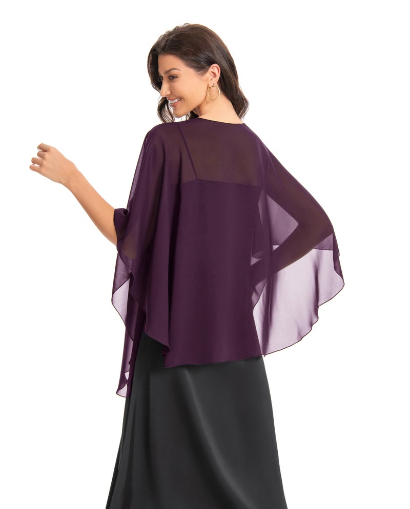 Hotshawl Womens Chiffon Shawls and Wraps, Wedding Party Shawl Scarf for Evening Dresses (Plum Purple) - Image 5